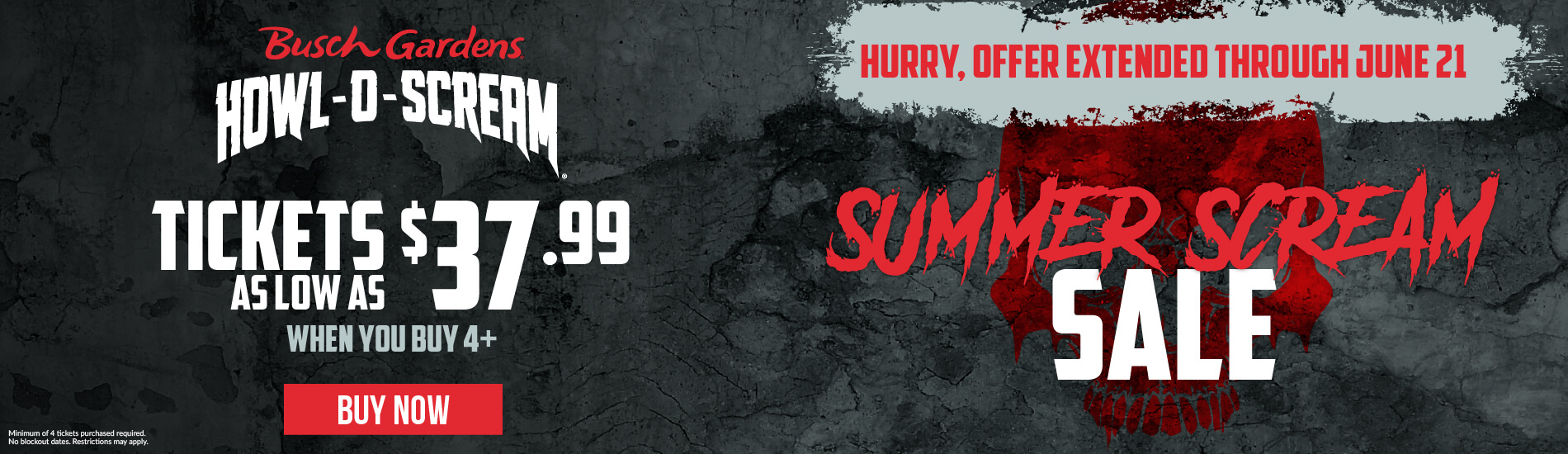 Summer Scream Sale: Tickets as low as $37.99 when you buy 4+
