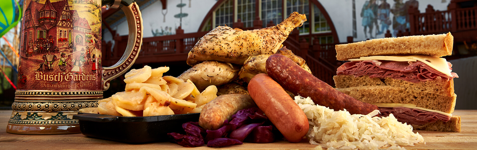 Enjoy traditional German foods as well as sandwiches, pizza, salads and more.