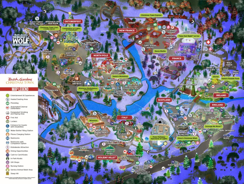 Busch Gardens Williamsburg Christmas Town Map