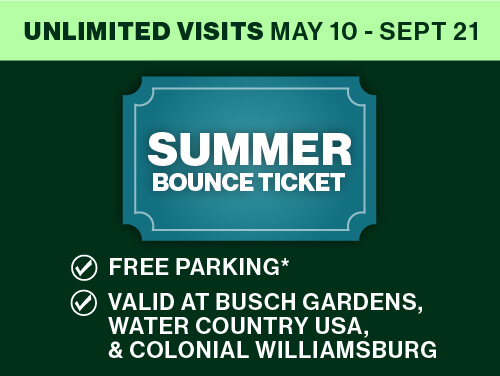 Busch Gardens, Water Country USA & Colonial Williamsburg Summer Bounce Ticket