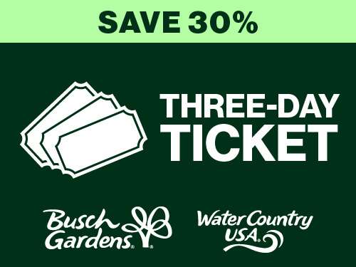 Busch Gardens Williamsburg & Water Country USA Three-Day Ticket